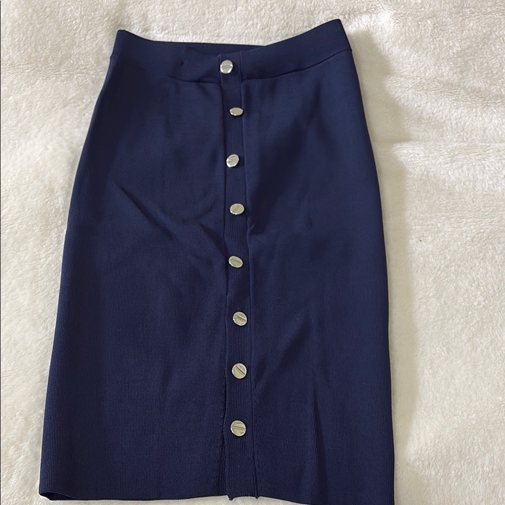 ALTUZARRA Elegant Navy Button-Down Skirt